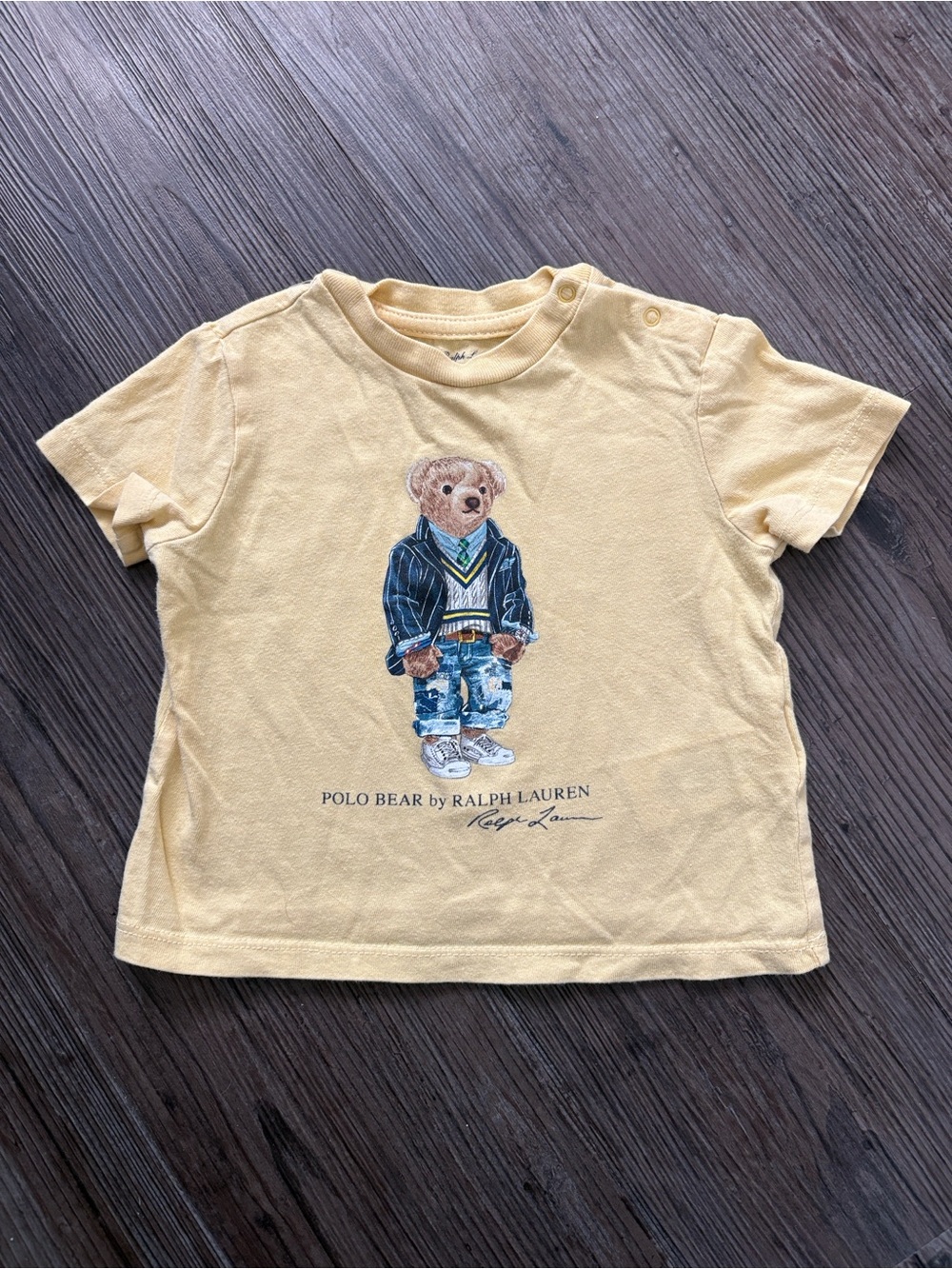 RALPH LAUREN BEAR YELLOW GRAPHIC TSHIRT BABY 9M